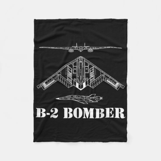B-2ステルス爆撃機図解ミリタリー フリースブランケット (正面)