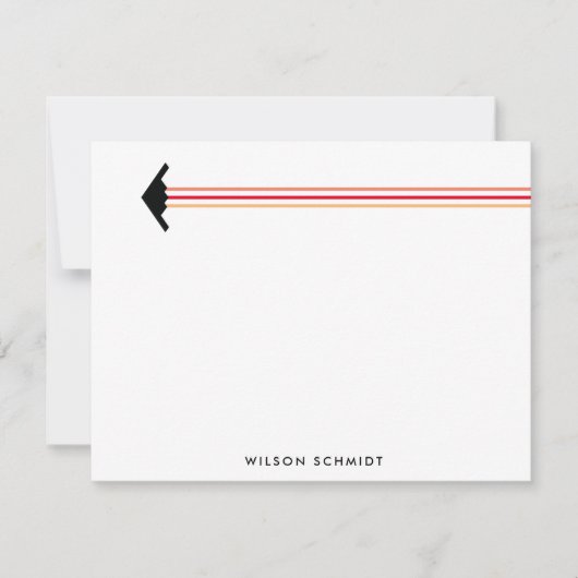 B-2爆弾三色コントレイルストライプ文具 ノートカード (正面)