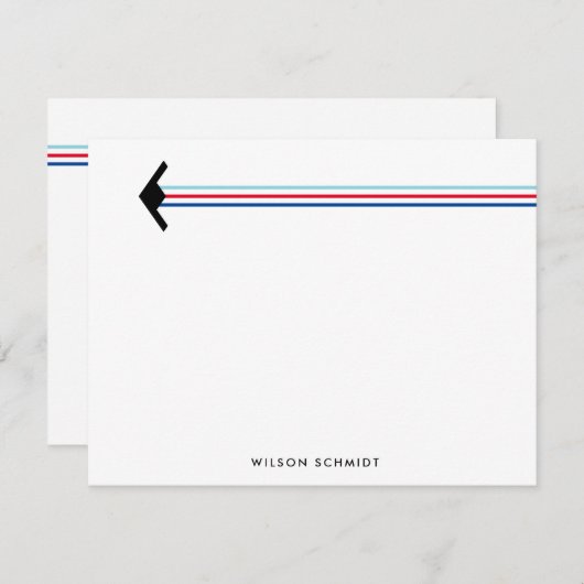 B-21ボマーとストライプコントレイル文房具 ノートカード (正面/裏面)