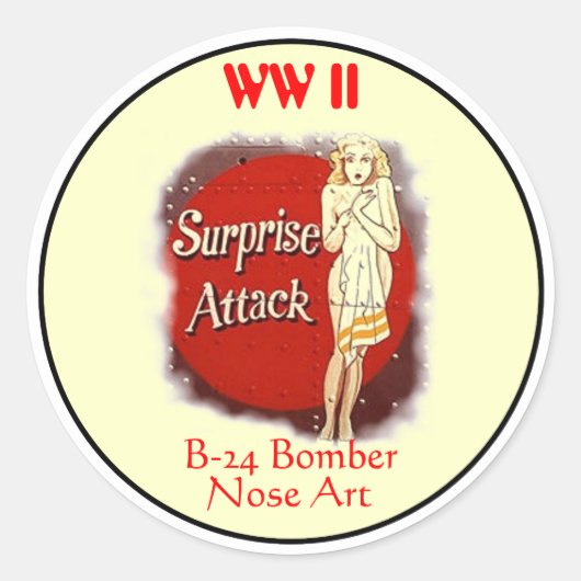 B-24ノーズアートWW II ラウンドシール (正面)