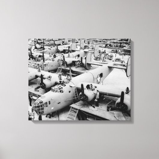 B-24爆撃機組立ライン、1943年 キャンバスプリント (正面)