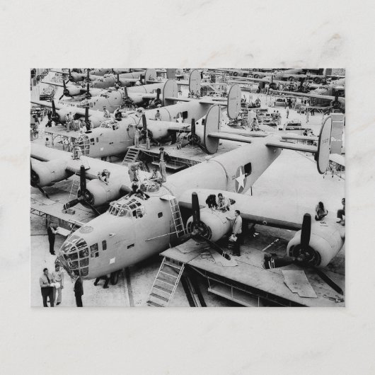 B-24爆撃機組立ライン、1943年 ポストカード (正面)