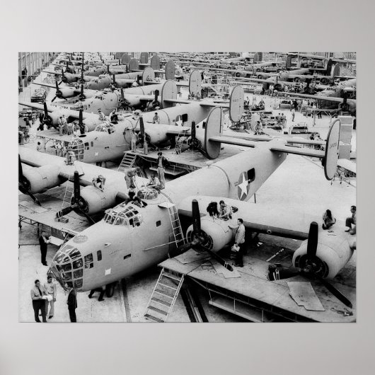 B-24爆撃機組立ライン、1943年。ヴィンテージ写真 ポスター (正面)