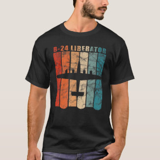 B 24 Liberator Wwii Airplane Retro Colors Design Tシャツ