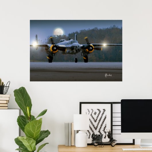 B-25 Mitchell at Night ポスター (ホームオフィス)