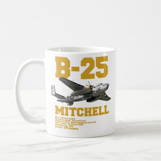 B-25 Mitchell | WW2 Plane コーヒーマグカップ (左)