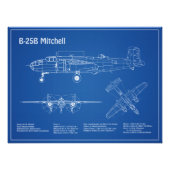 B-25B Mitchell Doolittle – 飛行機の設計図AD フォトプリント (正面)