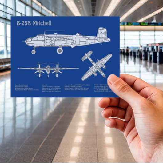 B-25B Mitchell Doolittle – 飛行機の設計図AD ポストカード