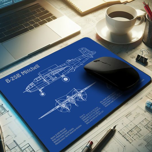 B-25B Mitchell Doolittle – 飛行機の設計図AD マウスパッド