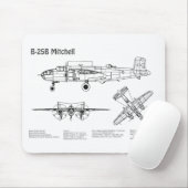 B-25B Mitchell Doolittle – 飛行機の設計図BD マウスパッド (マウス)