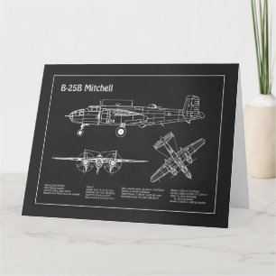 B-25B Mitchell Doolittle – 飛行機の設計図PD サンキューカード