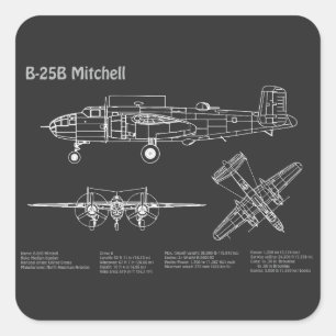 B-25B Mitchell Doolittle – 飛行機の設計図PD スクエアシール