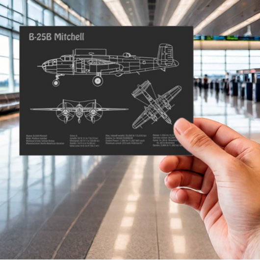 B-25B Mitchell Doolittle – 飛行機の設計図PD ポストカード
