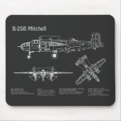 B-25B Mitchell Doolittle – 飛行機の設計図PD マウスパッド (正面)