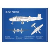 B-25B Mitchell Doolittle – 飛行機設計図ABD フォトプリント (正面)