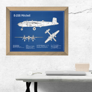 B-25B Mitchell Doolittle – 飛行機設計図ABD フォトプリント