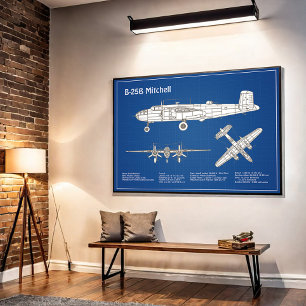 B-25B Mitchell Doolittle – 飛行機設計図ABD ポスター
