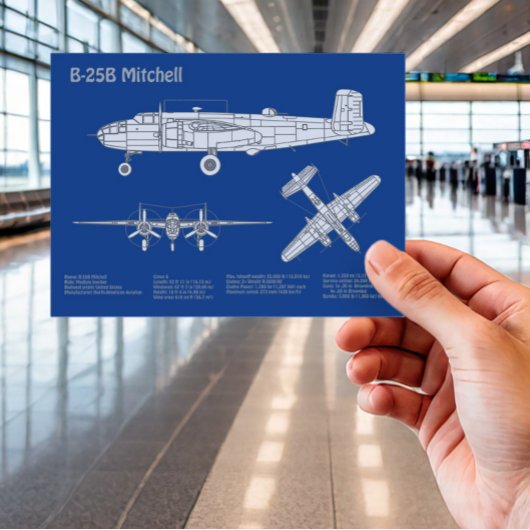 B-25B Mitchell Doolittle – 飛行機設計図ABD ポストカード