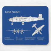B-25B Mitchell Doolittle – 飛行機設計図ABD マウスパッド (正面)