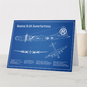 B-29スーパーフォートレス – 飛行機の設計図の計画AD サンキューカード