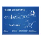B-29スーパーフォートレス – 飛行機の設計図の計画AD フォトプリント            (正面)