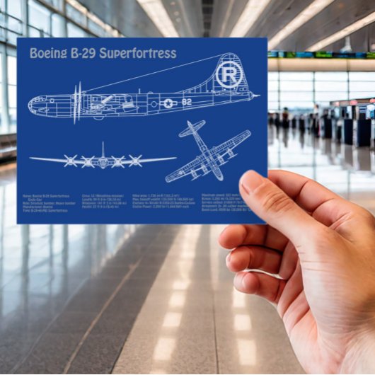B-29スーパーフォートレス – 飛行機の設計図の計画AD ポストカード
