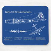 B-29スーパーフォートレス – 飛行機の設計図の計画AD マウスパッド (正面)