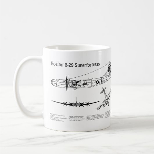 B-29スーパーフォートレス – 飛行機の設計図の計画BD コーヒーマグカップ (左)