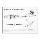 B-29スーパーフォートレス – 飛行機の設計図の計画BD フォトプリント            (正面)