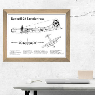 B-29スーパーフォートレス – 飛行機の設計図の計画BD フォトプリント