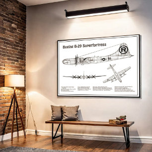 B-29スーパーフォートレス – 飛行機の設計図の計画BD ポスター