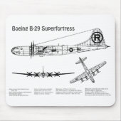B-29スーパーフォートレス – 飛行機の設計図の計画BD マウスパッド (正面)