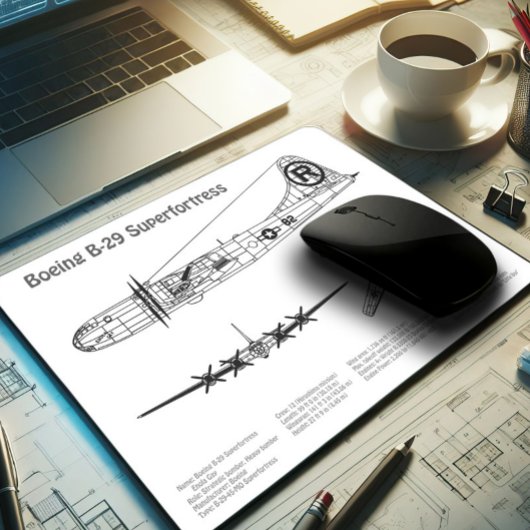 B-29スーパーフォートレス – 飛行機の設計図の計画BD マウスパッド