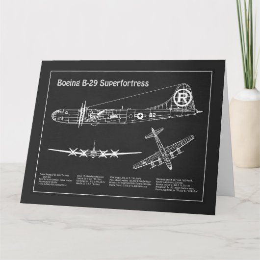 B-29スーパーフォートレス – 飛行機の設計図の計画PD サンキューカード (正面)