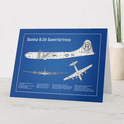 B-29スーパーフォートレス – 飛行機の設計図プランABD サンキューカード (正面)