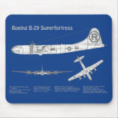 B-29スーパーフォートレス – 飛行機の設計図プランABD マウスパッド (正面)