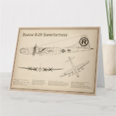 B-29スーパーフォートレス – 飛行機の設計図プランSD サンキューカード (正面)