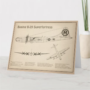 B-29スーパーフォートレス – 飛行機の設計図プランSD サンキューカード