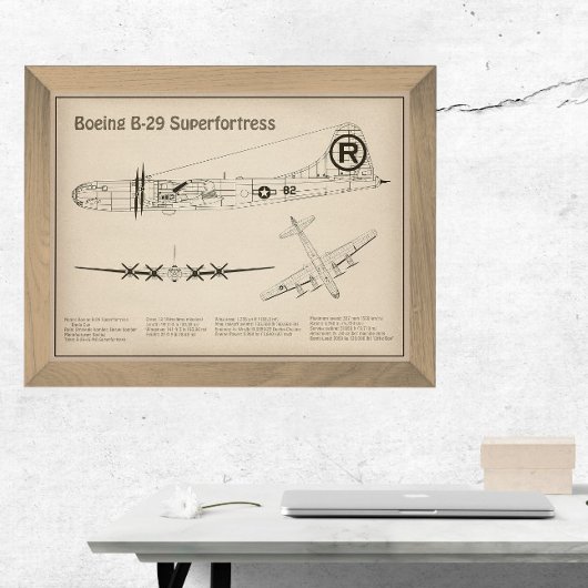B-29スーパーフォートレス – 飛行機の設計図プランSD フォトプリント