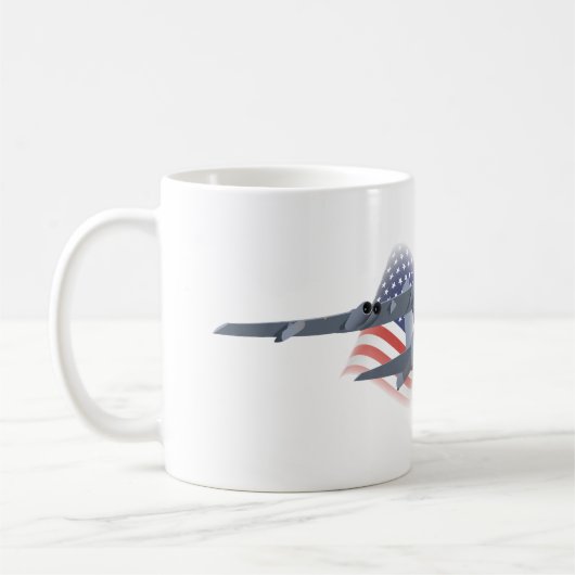 B-52アメリカ国旗を掲げた戦略爆撃機 コーヒーマグカップ (左)
