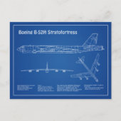 B-52ストラトフォレス – 飛行機の設計図の計画AD ポストカード (正面)