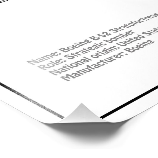 B-52ストラトフォレス – 飛行機の設計図の計画BD フォトプリント (角)