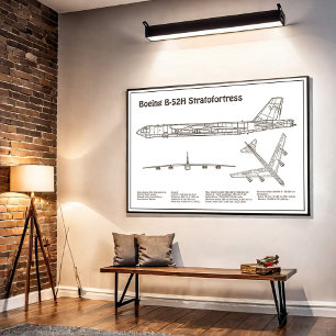 B-52ストラトフォレス – 飛行機の設計図の計画BD ポスター