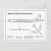 B-52ストラトフォレス – 飛行機の設計図の計画BD ポストカード (正面)