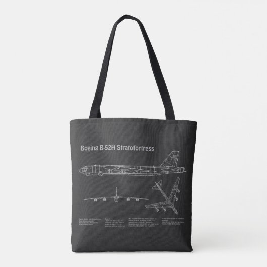 B-52ストラトフォレス – 飛行機の設計図の計画PD トートバッグ (裏面)