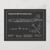 B-52ストラトフォレス – 飛行機の設計図の計画PD ポストカード (正面)