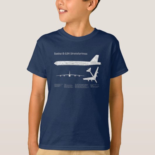 B-52ストラトフォレス – 飛行機の設計図プランABD Tシャツ (正面)