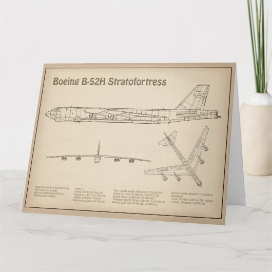 B-52ストラトフォレス – 飛行機の設計図プランSD サンキューカード (正面)
