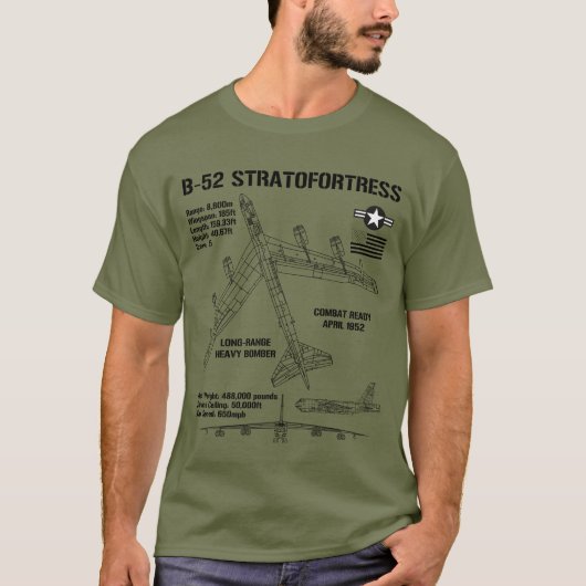 B-52ストラトフォートレス仕様軍隊航空機B52 Tシャツ (正面)