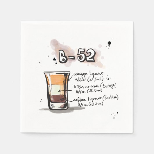 B-52ドリンクレシピカクテルナフキン スタンダードカクテルナプキン (正面)